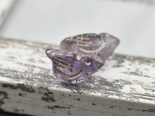 Czech Glass Beads - Bird Beads - Picasso Beads - Animal Beads - Czech Glass Bird Beads - 2pcs - 11x22mm (1300)