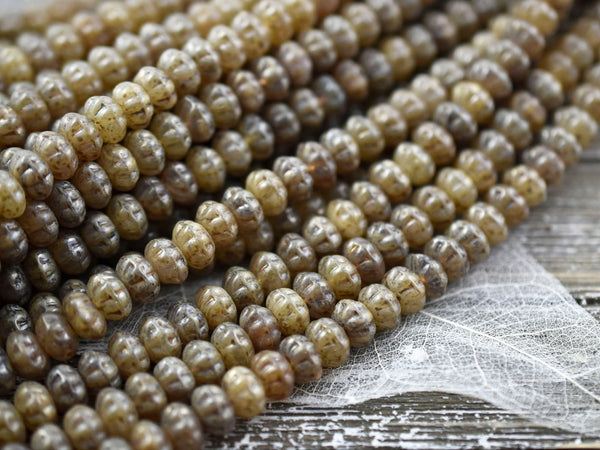 Picasso Beads - Czech Glass Beads - Rondelle Beads - Vintage Glass Beads - 5x8mm - 25pcs (B349)