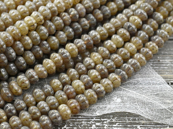 Picasso Beads - Czech Glass Beads - Rondelle Beads - Vintage Glass Beads - 5x8mm - 25pcs (B349)