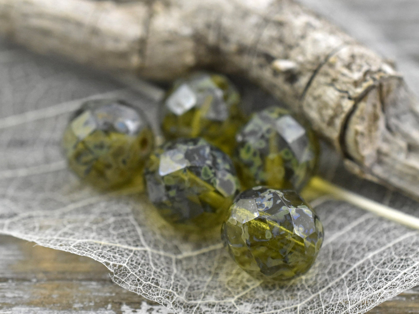 Picasso Beads - Czech Glass Beads - Large Czech Beads - Fire Polished Beads - Round Beads - Chunky Beads - 12mm - 6pcs - (B145)