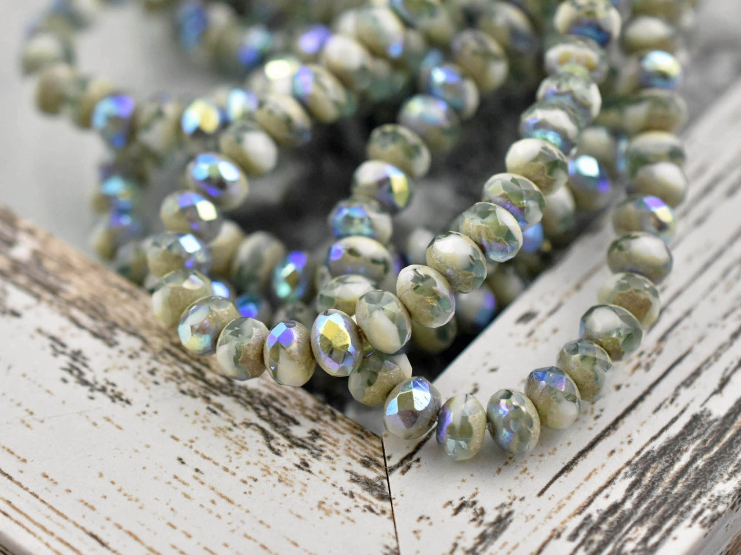 Czech Glass Beads - Picasso Beads - Rondelle Beads - Baby Rondelles - Fire Polished Beads - 3x5mm - 30pcs (767)