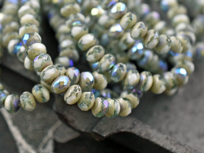 Czech Glass Beads - Picasso Beads - Rondelle Beads - Baby Rondelles - Fire Polished Beads - 3x5mm - 30pcs (767)