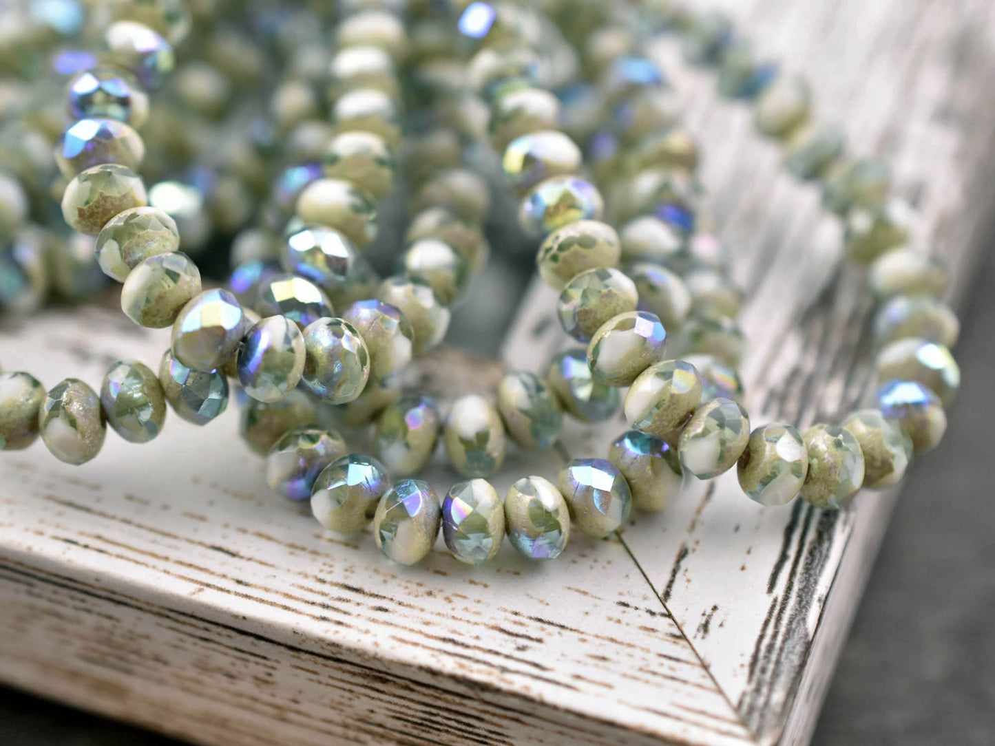 Czech Glass Beads - Picasso Beads - Rondelle Beads - Baby Rondelles - Fire Polished Beads - 3x5mm - 30pcs (767)