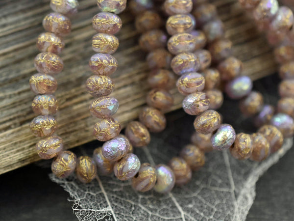 Czech Glass Beads - Pink Beads - Rondelle Beads - Fire Polished Beads - Small Beads - 3x5mm - 30pcs (779)