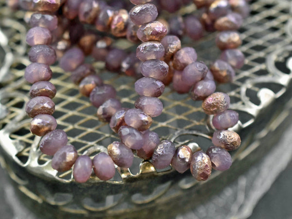 Czech Glass Beads - Pink Beads - Rondelle Beads - Fire Polished Beads - Small Beads - 3x5mm - 30pcs (727)