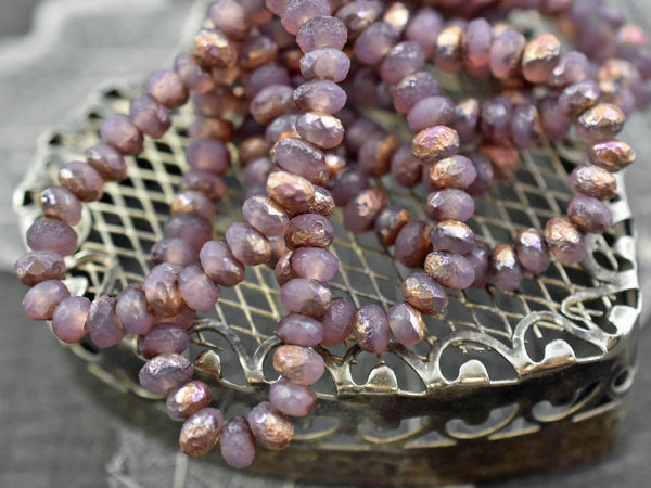 Czech Glass Beads - Pink Beads - Rondelle Beads - Fire Polished Beads - Small Beads - 3x5mm - 30pcs (727)