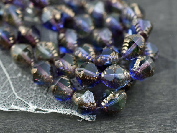 Czech Glass Beads - New Czech Beads - Bicone Beads - Faceted Beads - 10x8mm - 6pcs - (6056)