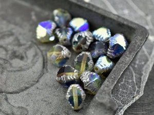 Czech Glass Beads - Picasso Beads - Bicone Beads - Faceted Beads - 10x8mm - 6pcs - (4996)