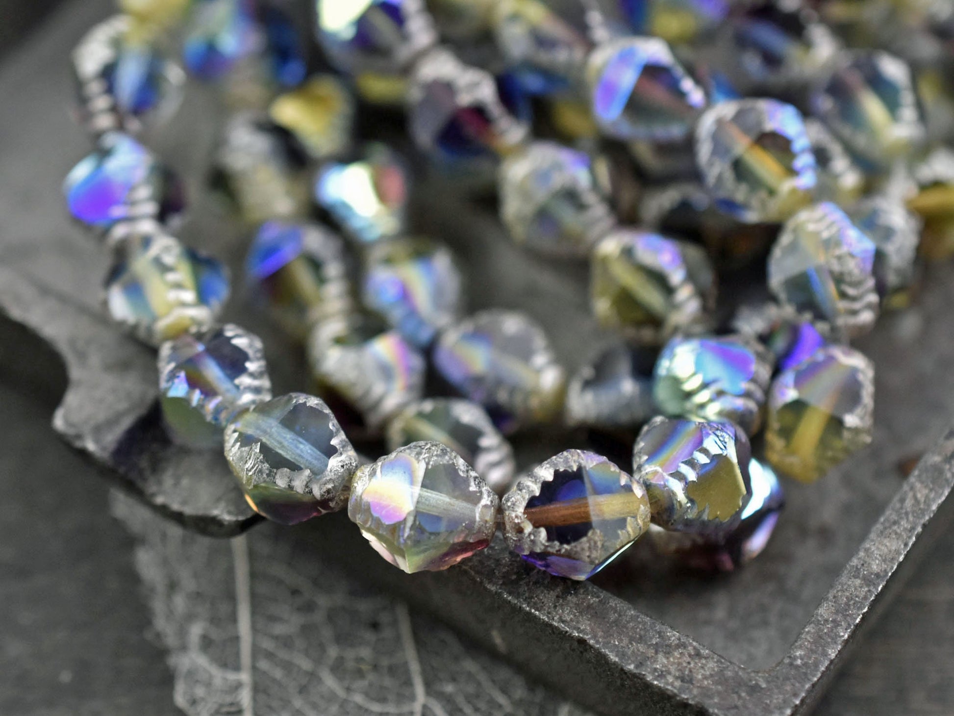 Czech Glass Beads - Picasso Beads - Bicone Beads - Faceted Beads - 10x8mm - 6pcs - (4996)