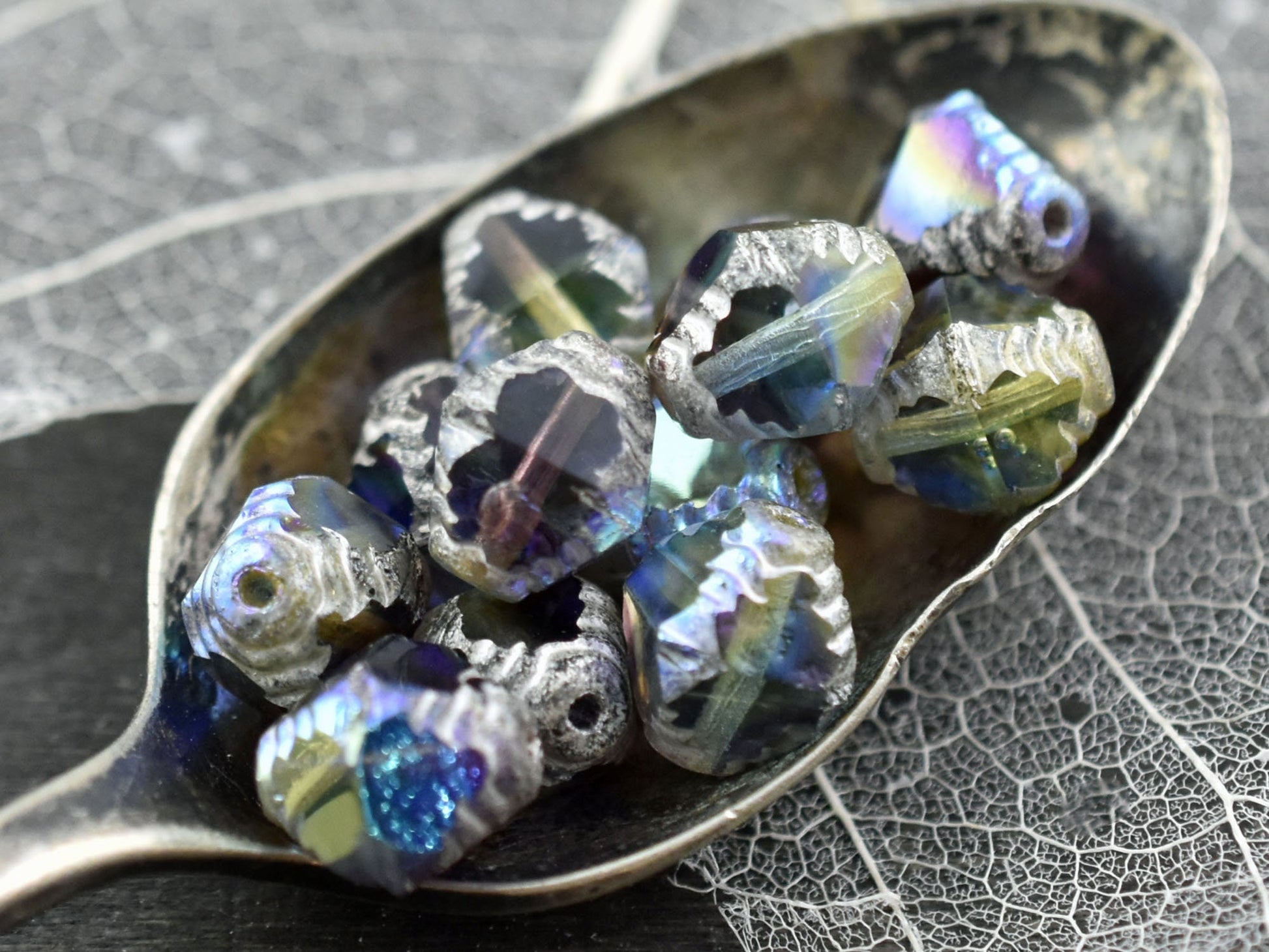 Czech Glass Beads - Picasso Beads - Bicone Beads - Faceted Beads - 10x8mm - 6pcs - (4996)