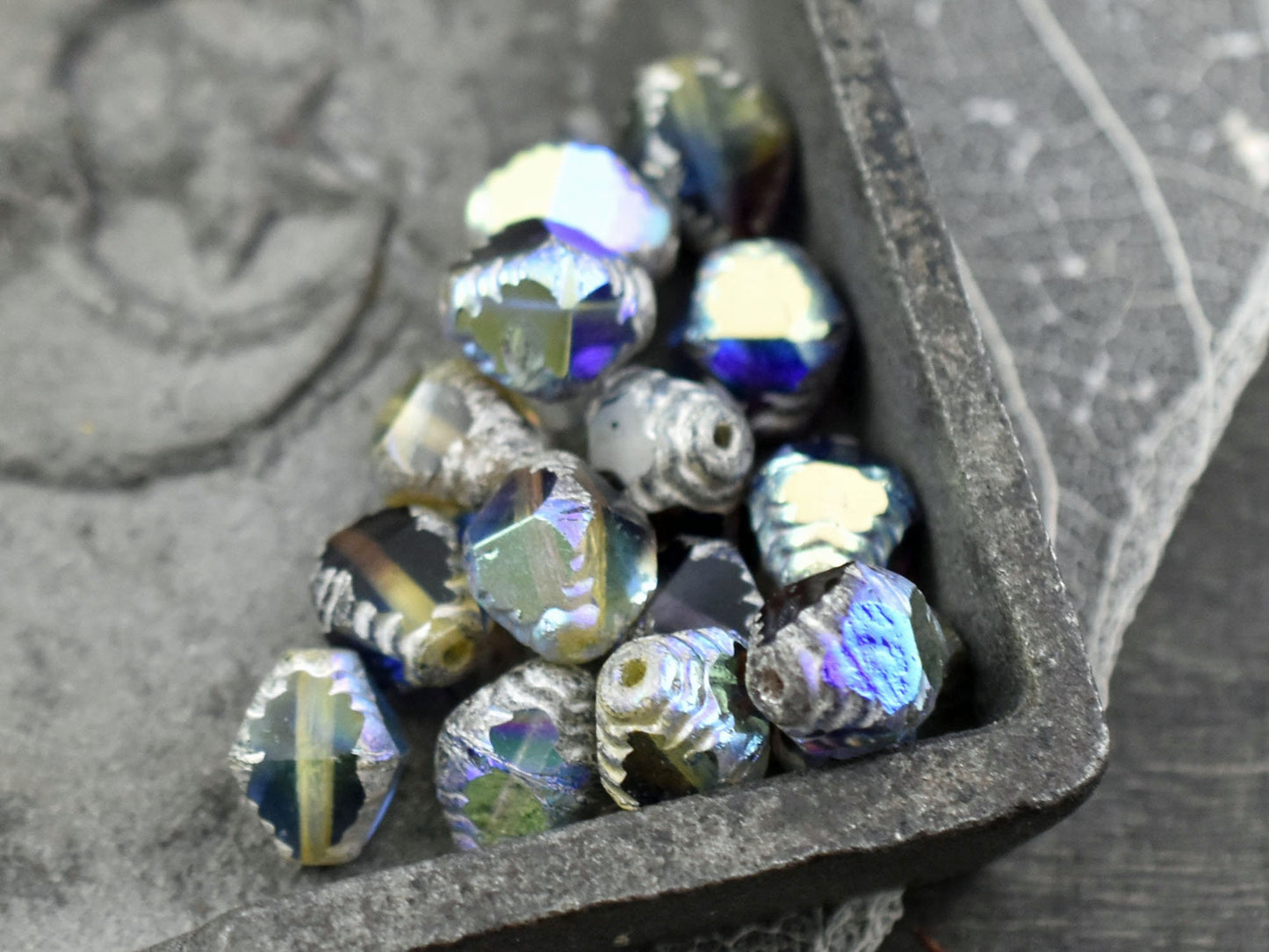 Czech Glass Beads - Picasso Beads - Bicone Beads - Faceted Beads - 10x8mm - 6pcs - (4996)