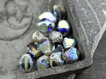 Czech Glass Beads - Picasso Beads - Bicone Beads - Faceted Beads - 10x8mm - 6pcs - (4996)