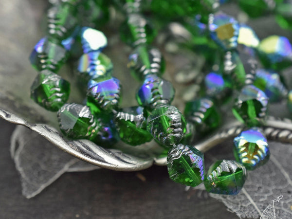 Czech Glass Beads - Picasso Beads - Bicone Beads - Faceted Beads - 10x8mm - 6pcs - (4702)
