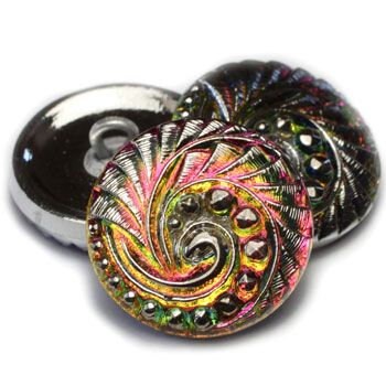Czech Glass Buttons - Shank Buttons - Artisan Button - Handmade Button - 18mm (554) 1pcs