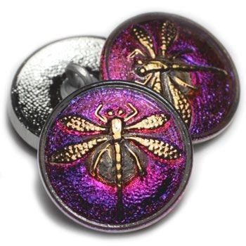 Czech Glass Buttons - Dragonfly Button - Shank Buttons - Artisan Button - Handmade Button - 18mm (1691) 1pcs