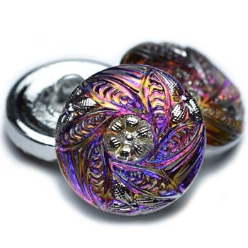 Czech Glass Buttons - Pinwheel Button - Shank Buttons - Artisan Button - Handmade Button - 18mm (147) 1pcs