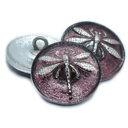 Czech Glass Buttons - Dragonfly Button - Shank Buttons - Artisan Button - Handmade Button - 18mm (2715) 1pcs