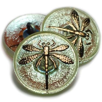 Czech Glass Buttons - Dragonfly Button - Shank Buttons - Artisan Button - Handmade Button - 18mm (2272) 1pcs