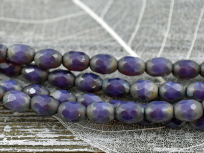 Picasso Beads - Czech Glass Beads - Fire Polished Beads - Oval Beads - 6x8mm - 15pcs (B94)