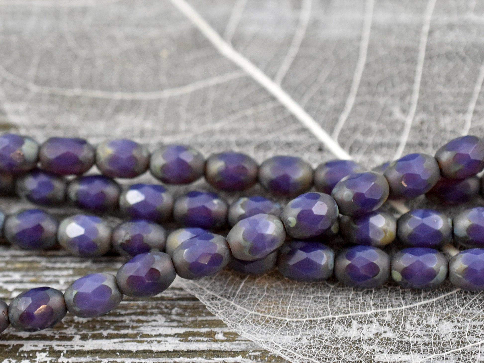 Picasso Beads - Czech Glass Beads - Fire Polished Beads - Oval Beads - 6x8mm - 15pcs (B94)