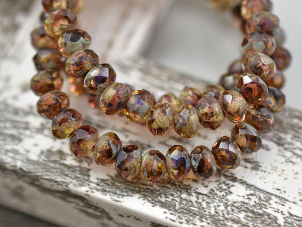 Czech Glass Beads - Picasso Beads - Rondelle Beads - Czech Glass Rondelles - 3x5mm - 30pcs - (748)