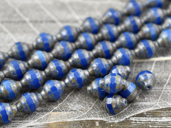 Czech Glass Beads - Picasso Beads -  Turbine Beads - Bicone Beads - Vintage Beads - Cathedral Beads - 11x8mm - 10pcs - (4848)