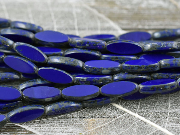 Czech Picasso Beads - Czech Glass Beads - Spindle Beads - Marquise Beads - Oval Beads - 16x6mm - 10pcs (3368)