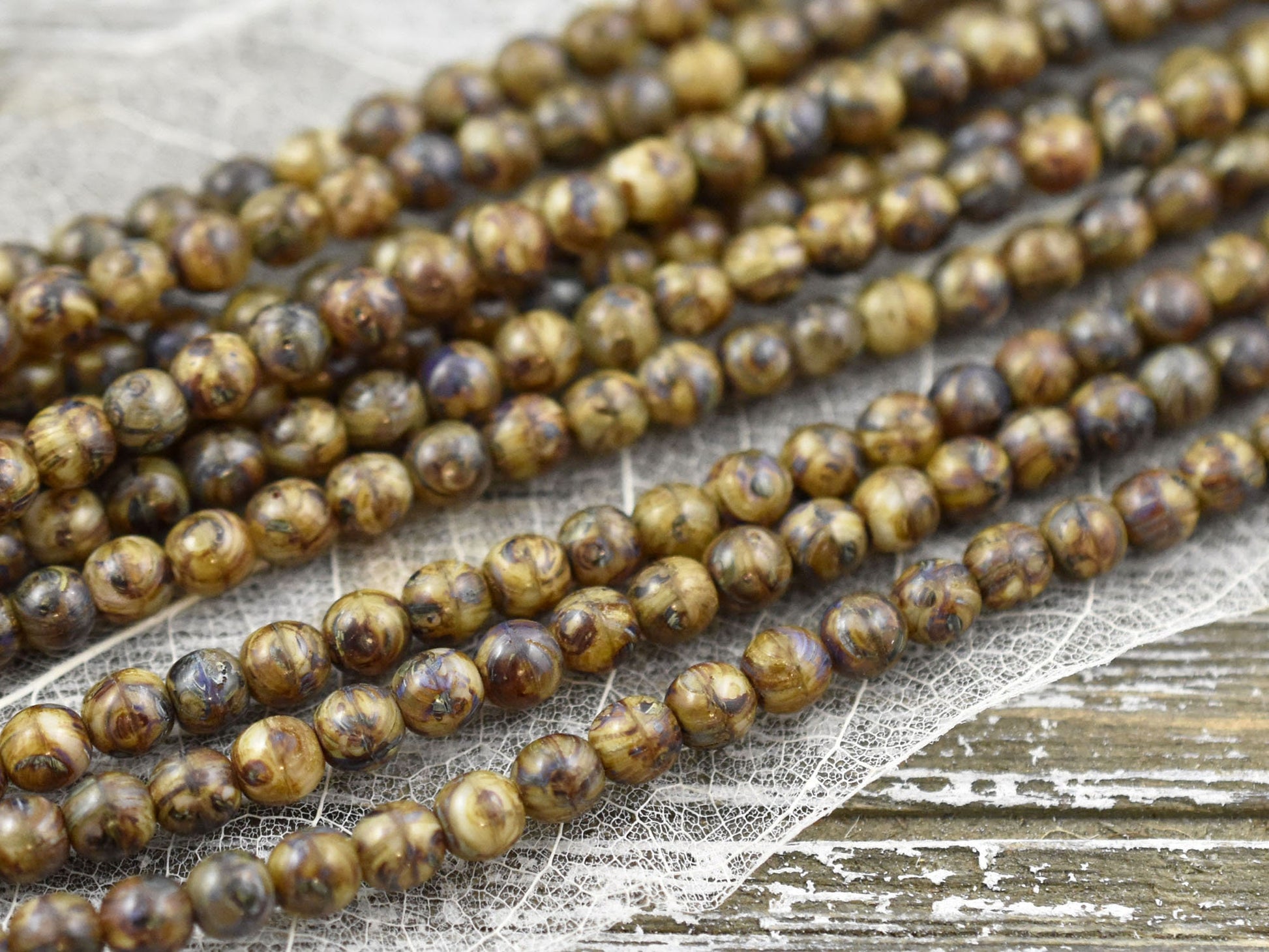 Picasso Beads - Czech Glass Beads - 5mm Beads - Druks - Druk Beads - Round Beads - 5mm - 42pcs - (2868)