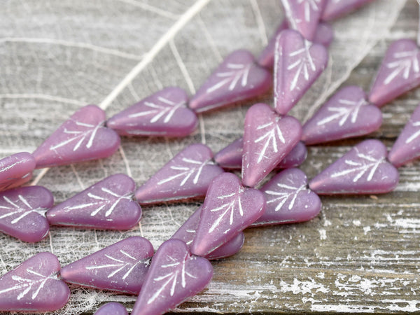 Heart Beads - Czech Glass Beads - Pink Heart Beads - Valentines Beads - Heart Charm - 17x11mm - 8pcs (A649)