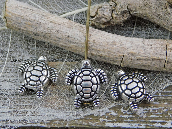*50* 13x12mm Antique Silver Turtle Beads