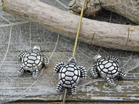 *50* 13x12mm Antique Silver Turtle Beads