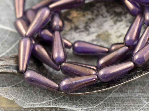 Czech Glass Beads - Drop Beads - Teardrop Beads - Petite Teardrops - Tear Drop Beads - Picasso Beads - 10pcs - 6x15mm - (2045)