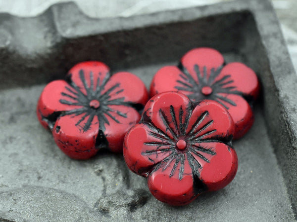 Hibiscus Beads - Picasso Beads - Czech Glass Beads - Flower Beads - Hawaiian Flower Beads - Czech Flowers - 21mm - (649)