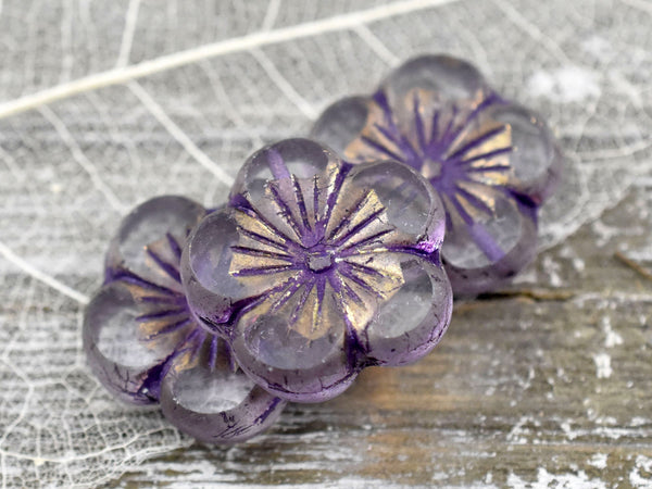 Hibiscus Beads - Picasso Beads - Czech Glass Beads - Flower Beads - Hawaiian Flower Beads - Czech Flowers - 21mm - (1571)