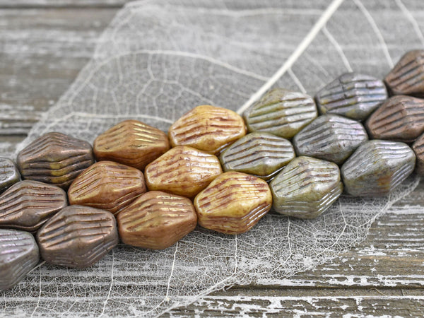 Vintage Beads - Czech Glass Beads - Picasso Beads - Bicone Beads - Mixed Glass Beads - Large Glass Beads - 15x10mm