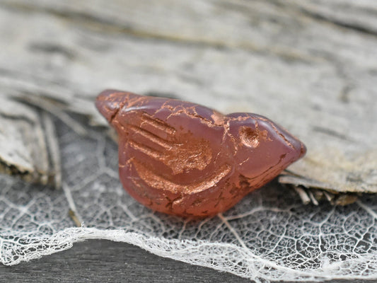 Czech Glass Beads - Bird Beads - Picasso Beads - Animal Beads - Czech Glass Bird Beads - 2pcs - 11x22mm (4374)