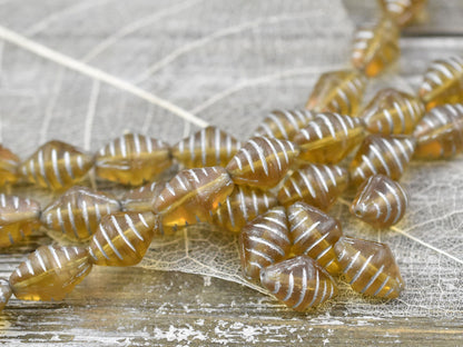 Czech Glass Beads - Vintage Beads - Bicone Beads - Matte Beads - Picasso Beads - 12x9mm - 10pcs - (B127)