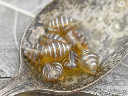 Czech Glass Beads - Vintage Beads - Bicone Beads - Matte Beads - Picasso Beads - 12x9mm - 10pcs - (B127)