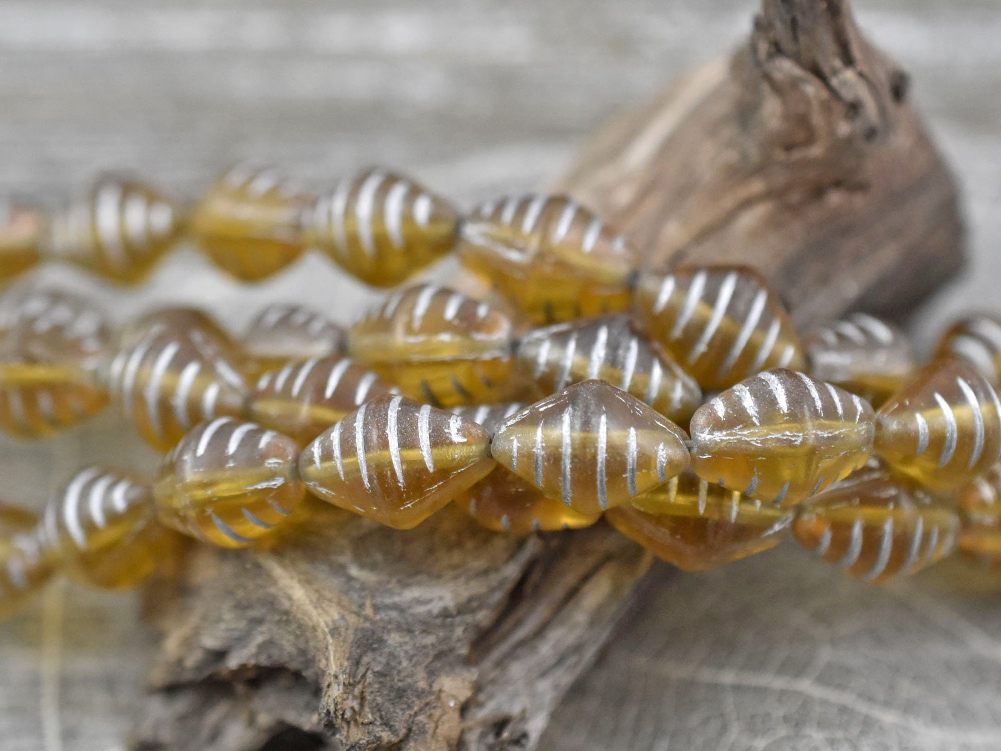 Czech Glass Beads - Vintage Beads - Bicone Beads - Matte Beads - Picasso Beads - 12x9mm - 10pcs - (B127)