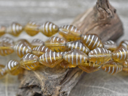 Czech Glass Beads - Vintage Beads - Bicone Beads - Matte Beads - Picasso Beads - 12x9mm - 10pcs - (B127)