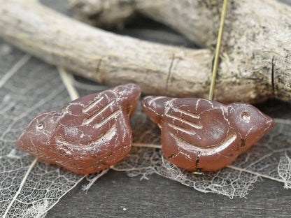 Czech Glass Beads - Bird Beads - Picasso Beads - Animal Beads - Czech Glass Bird Beads - 2pcs - 11x22mm (1605)