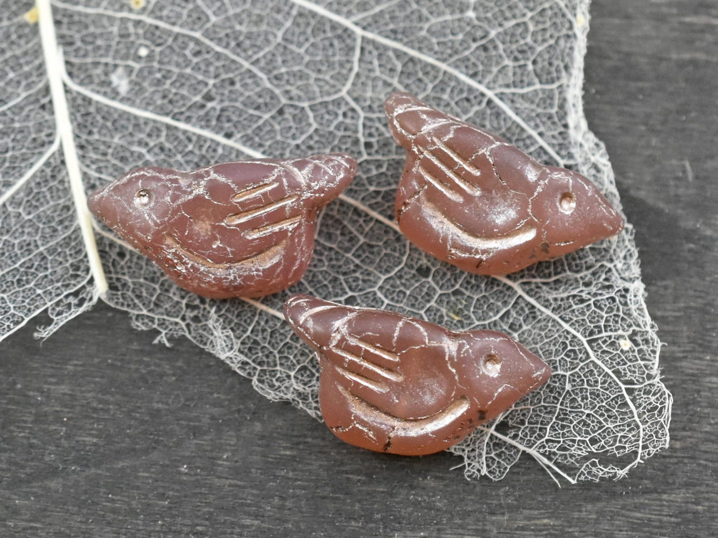 Czech Glass Beads - Bird Beads - Picasso Beads - Animal Beads - Czech Glass Bird Beads - 2pcs - 11x22mm (1605)