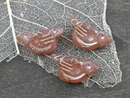 Czech Glass Beads - Bird Beads - Picasso Beads - Animal Beads - Czech Glass Bird Beads - 2pcs - 11x22mm (1605)