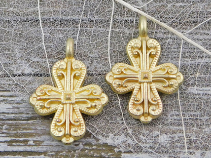 Cross Pendant - Cross Charms - Religious Charms - Catholic Charms - 2pcs - Choose Your Color