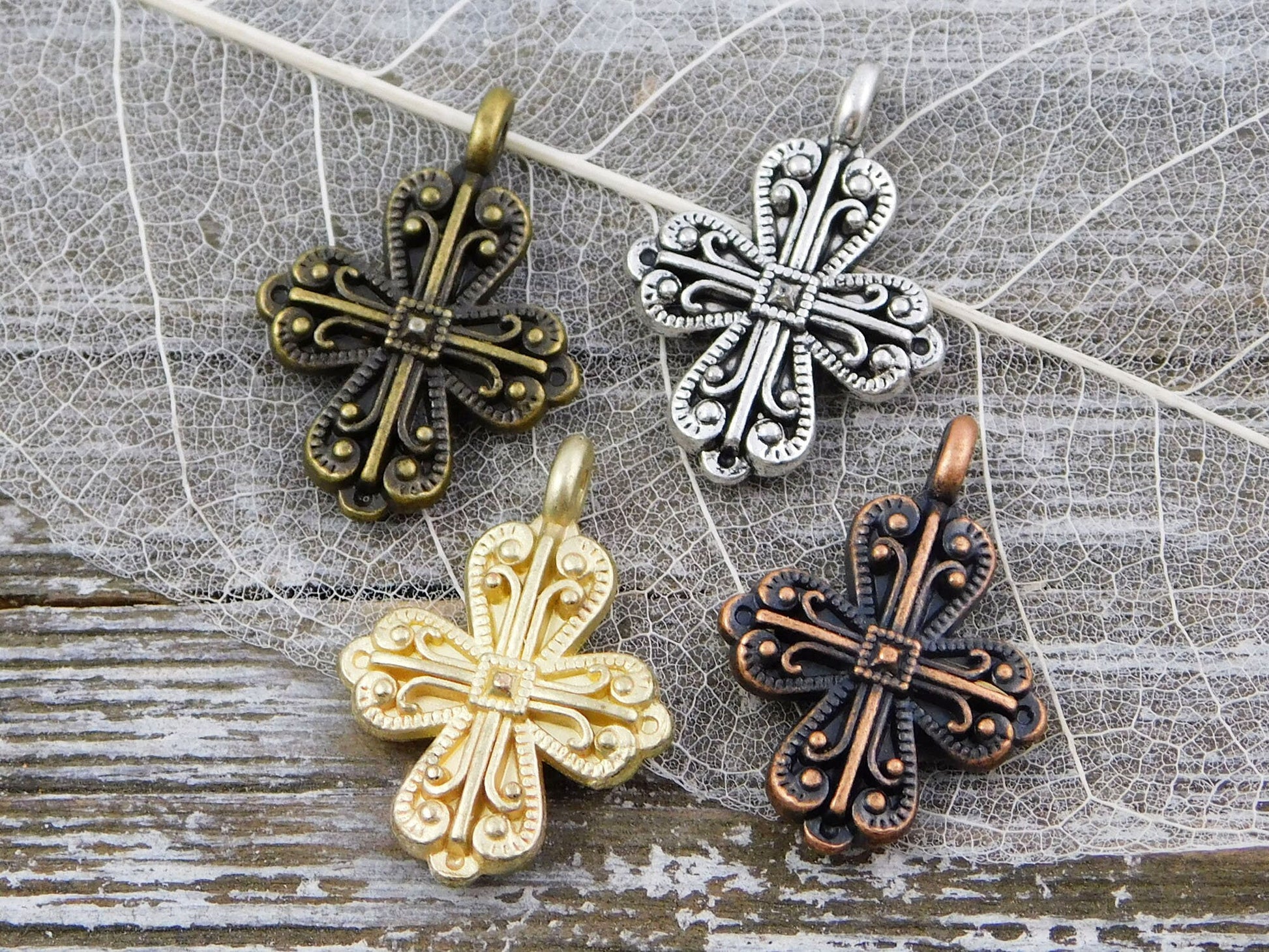 Cross Pendant - Cross Charms - Religious Charms - Catholic Charms - 2pcs - Choose Your Color