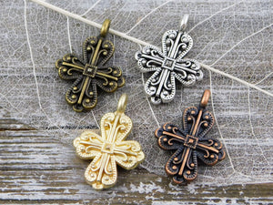 Cross Pendant - Cross Charms - Religious Charms - Catholic Charms - 2pcs - Choose Your Color