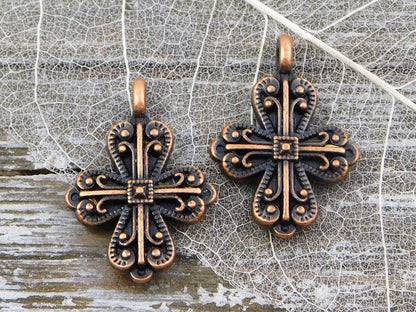 Cross Pendant - Cross Charms - Religious Charms - Catholic Charms - 2pcs - Choose Your Color