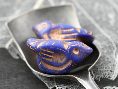 Czech Glass Beads - Bird Beads - Czech Glass Bird Beads - Picasso Beads - Animal Beads - 2pcs - 11x22mm (4510)