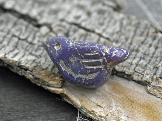 Czech Glass Beads - Bird Beads - Czech Glass Bird Beads - Picasso Beads - Animal Beads - 2pcs - 11x22mm (1870)