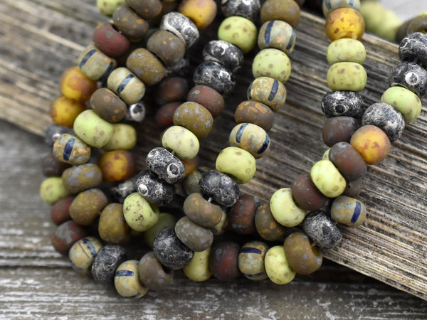 Aged Picasso Beads - Large Seed Beads - Picasso Beads - Size 2 Beads - Large Hole Beads - 10" Strand (A386)